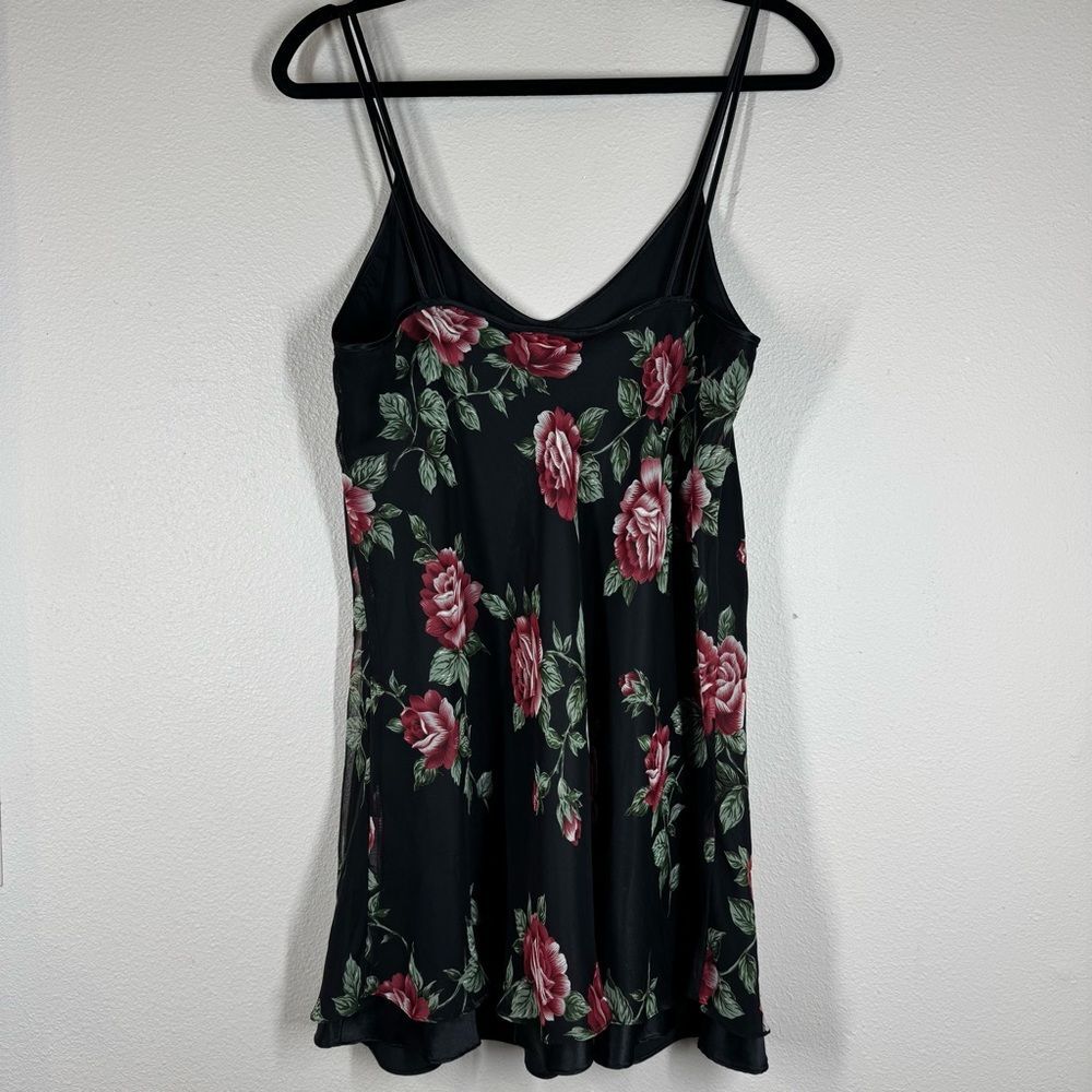Vintage Intimate Affair Floral Slip Dress Satin Mini Nightgown Roses Size Large - Picture 7 of 7
